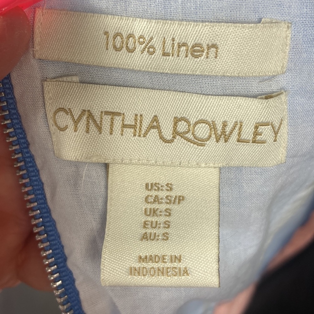 Cynthia Rowley 100% Linen 3 Colored Dress with Pockets - Picture 7 of 8